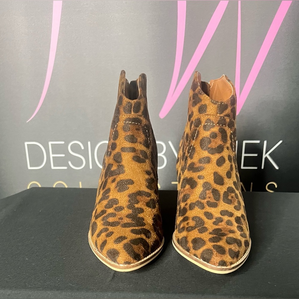 Beast Leopard Print Ankle Boots with Wooden Heels
